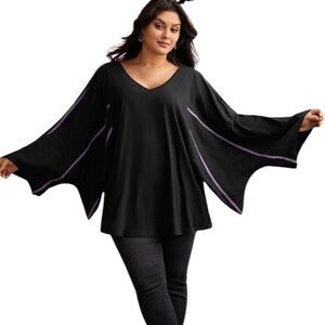 Bloomchic Whimsigoth Bat Wing Shaped Sleeves V Neck Tunic Top Size 18-20 NWT